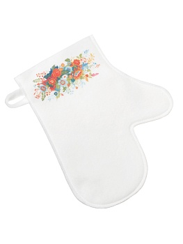 Рукавица банная с принтом "Красавица-весна", войлок белый синтетический