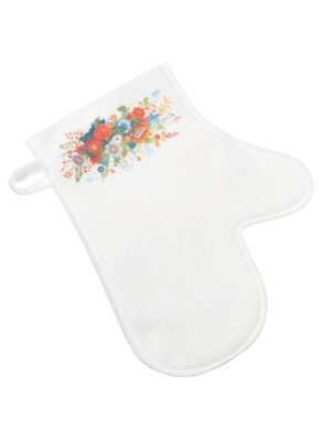 Рукавица банная с принтом "Красавица-весна", войлок белый синтетический