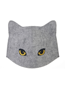 Шапка банная "Кошка" с вышивкой, войлок серый синтетический