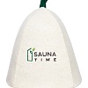 Шапка банная с вышивкой "Sauna time", войлок белый