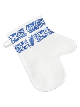 Рукавица банная с принтом "Мезенский орнамент", войлок белый синтетический