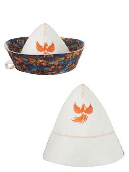 Шапка банная "Панама" Жар-птица" с вышивкой и принтом, войлок