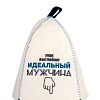 Шапка банная с принтом "Так выглядит идеальный мужчина", войлок белый