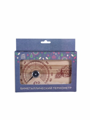 Термометр биметаллический для бани и сауны, прямоугольный, 180х115х25мм