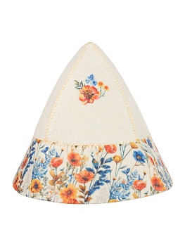 Шапка банная "Панама" Цветы" с принтом, войлок